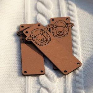 Faux leather labels 0.85x2.25 inches - Knitting labels, Personalized labels, Vegan leather, Crochet labels