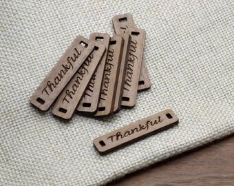 25 Wooden Tags - 0.4 x 1.6 Inches - laser cut and engraved - knitting tags, crochet tags