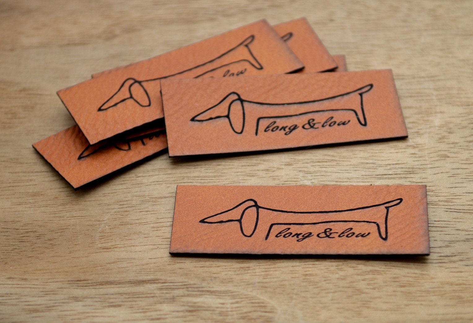 20 Laser engraved leather labels 1x2 inches - made from real leather -  allthiswood