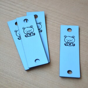 Etiquetas de piel sintética de 2,2 x 7 cm - Etiquetas para remaches - Etiquetas para tejer, Etiquetas personalizadas, Piel vegana, Etiquetas para crochet