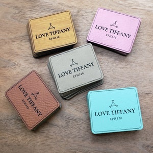 Set of 10 Iron-On Faux leather patches 1.25x1.5" laser cut and engraved, Personalized Patches, Custom Patches, Iron-on patches