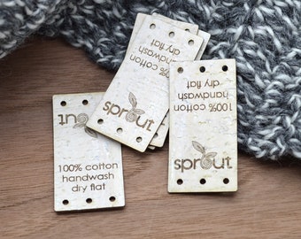 100 Cork labels 1x2 inches - made from Cork Fabric - Cork labels, Personalized cork labels, Cork Leather, Crochet labels