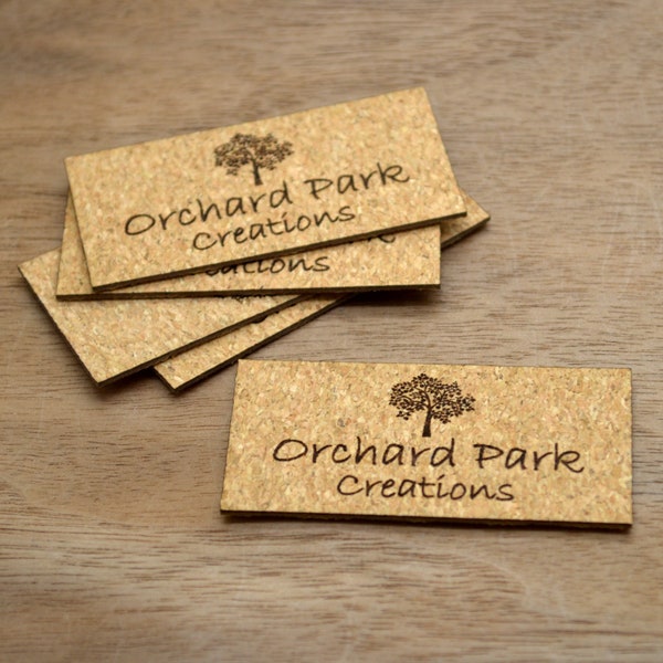 Cork labels 1x2 inches - without holes - made from Cork Fabric - Sewing Labels, Personalized Labels, Cork Labels