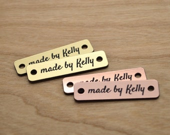 Plastic tags - Laser cut and engraved , made from Acrylic - 0.4x1.6" size - sewing tags , crochet tags , tags for handmade items