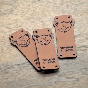 Faux leather labels 0.85x2.25 inches - Knitting labels, Personalized labels, Vegan leather, Crochet labels