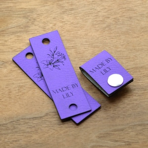 Etiquettes en similicuir 0,85 x 2,75 pouces - Etiquettes pour rivets - Etiquettes à tricoter, Etiquettes personnalisées, Cuir végétalien, Etiquettes au crochet