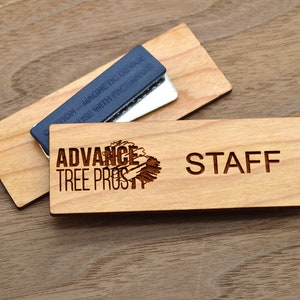 Wooden Name Tags - Laser engraved , with magnetic holder