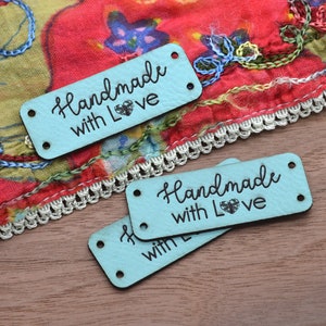 Custom Faux Leather Tags 0.75x2 inches - Personalized labels, Custom Labels, Knitting Labels