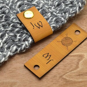 Faux leather labels 0.85x2.75 inches - Labels for rivets - Knitting labels, Personalized labels, Vegan leather , Crochet labels