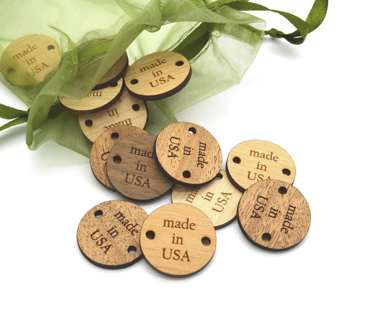 50 Round Wooden Product Tags 1 Inch laser cut and engraved image 4
