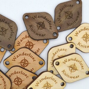 50 Wooden Tags - 0.9 x 1.25 Inches - laser cut and engraved, Crochet Tags, Knitting Tags, Sewing Tags