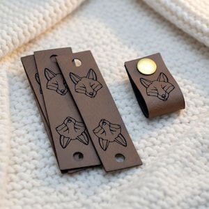Faux leather labels 0.85x2.75 inches - Labels for rivets - Knitting labels, Personalized labels, Vegan leather , Crochet labels
