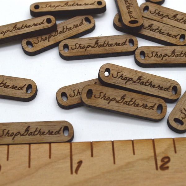 Custom Engraved Wood Product Tags – 100 Maple, Cherry, Walnut, Mahogany
