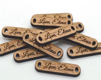 Custom Engraved Wooden Product Tags – Set of 40