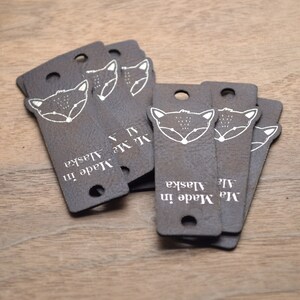 Faux leather labels 0.85x2.75 inches - Labels for rivets - Knitting labels, Personalized labels, Vegan leather , Crochet labels