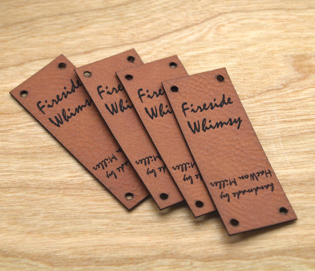 30 Laser engraved leather labels 1x2 inches - made from real leather