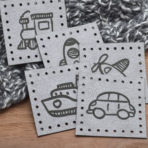 Set of 10 Laser Engraved Patches 2x2&quot; - made from Ultrasuede -  Personalized labels, Custom Labels