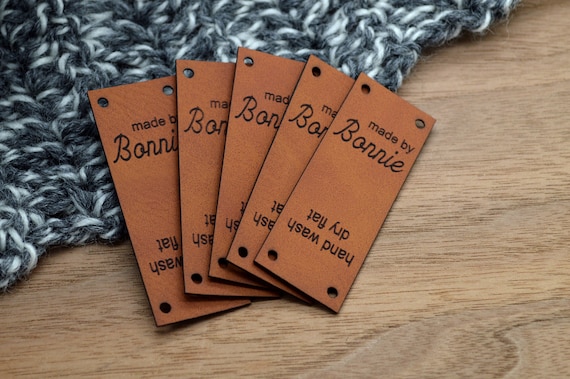  Custom clothing labels for knitting, crochet, sewing - tags for handmade  items - leather labels - personalized faux leather tags - set of 25 :  Handmade Products