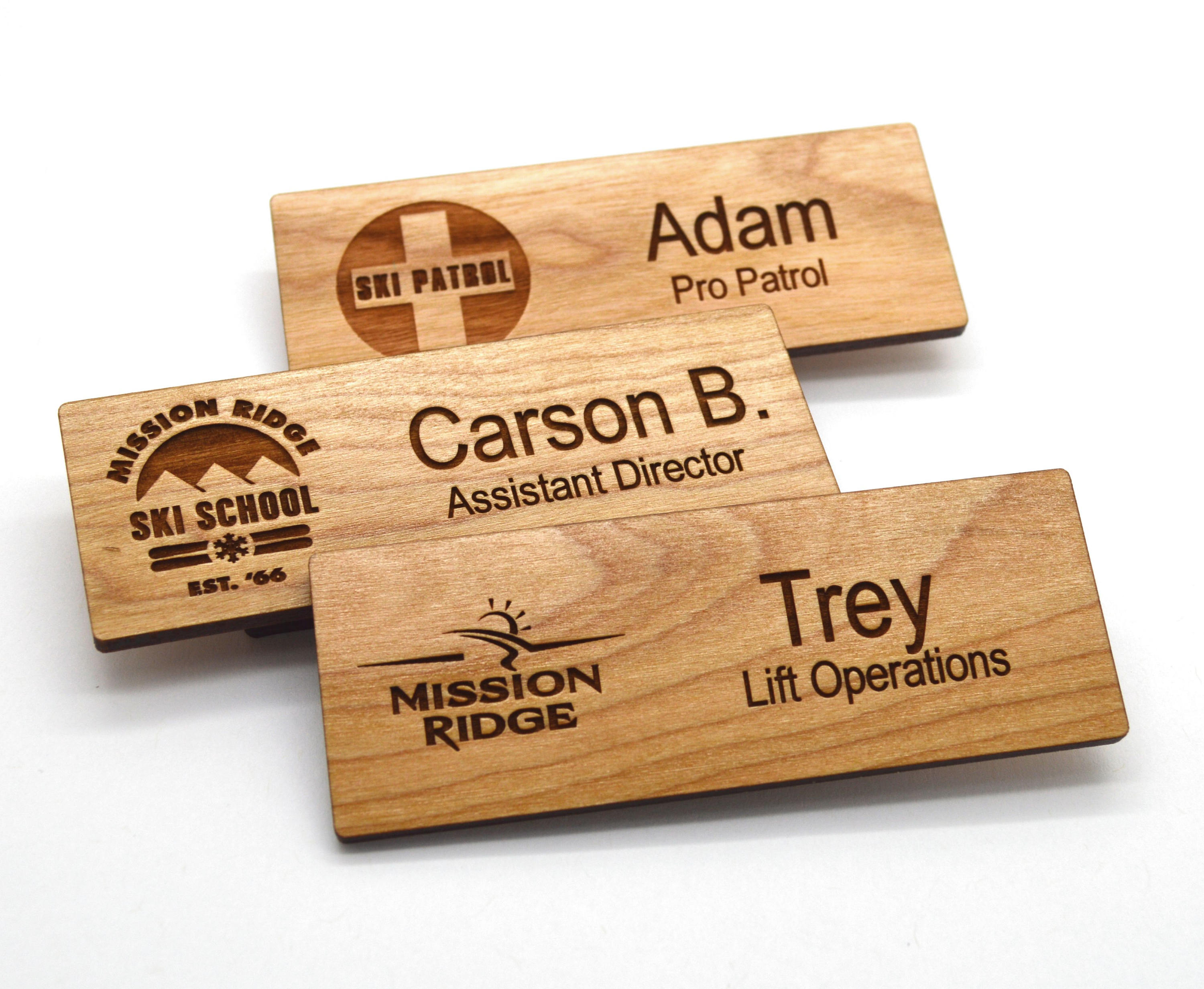 Wooden Name Tags Laser Engraved With Holder Etsy UK