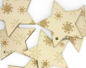 Winter Stars - Laser cut and engraved wooden stars 2 x 2 Inches