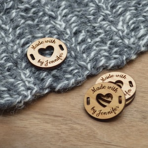 Wooden Tags for Handmade Items – Custom Knitting & Crochet (Set of 25)