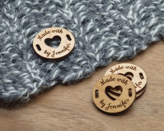 Wooden Tags for Handmade Items – Custom Knitting & Crochet (Set of 25)