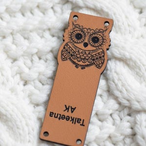 Etiquetas de piel sintética de 2,1 x 5,7 cm - Etiquetas para tejer, Etiquetas personalizadas, Piel vegana, Etiquetas de crochet