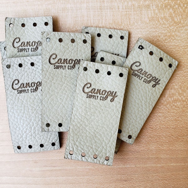 Leather labels for handmade items 1x2 inches - Personalized leather labels, Leather tags , Custom Labels Knitting Labels, Crochet Labels