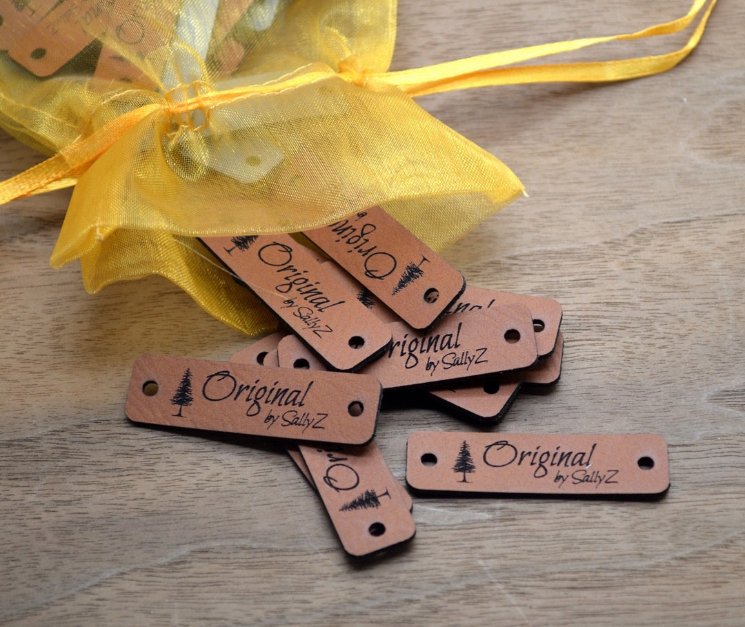 Set of 20 Custom Faux Leather Labels 0.5x1.75 Inches Personalized ...