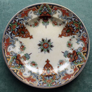 Antique English Ironstone Plate, Pattern &quot;Iberia&quot;, Rich Colors