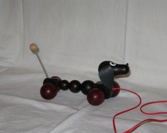 Daschund wooden pull toy