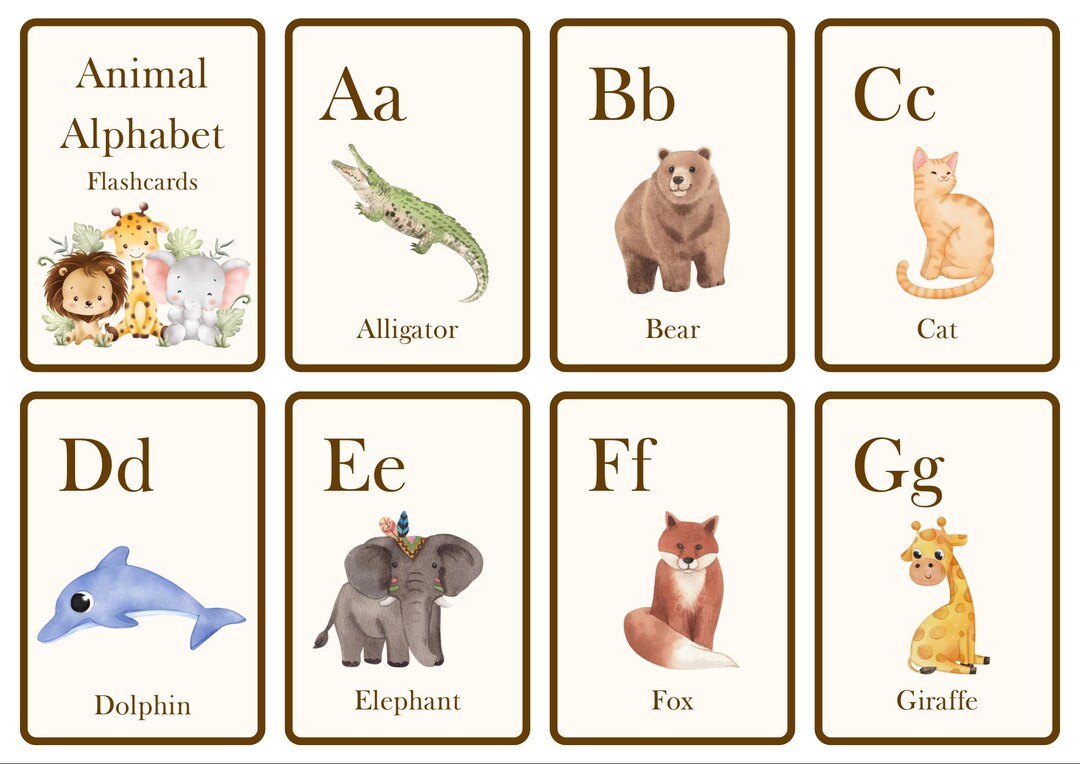 Downloadable Digital Animal Flash Cards - Etsy