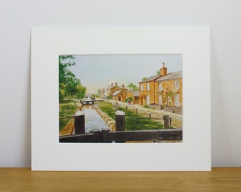 Fradley Junction Mounted art print reproduced from my watercolour painting.