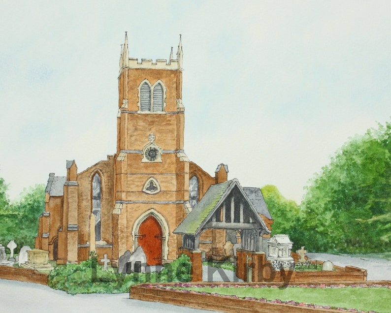 St Michaels & All Angels Church Pelsall Walsall. Mounted Art Etsy