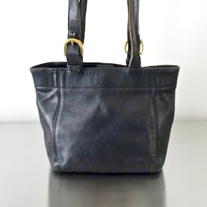 Vintage Coach Black Leather Buckle Bag, Refurbished Black Leather Small Coach Tote Bag, Soho Collection, Large Vintage Shoulder Bag