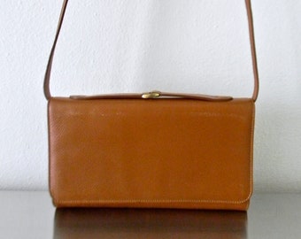 Vintage Coach Maple Leather Carnegie Clutch, Refurbished Cognac Colored Pebble Leather Convertible Coach Madison Bag, Sleek Italian Purse