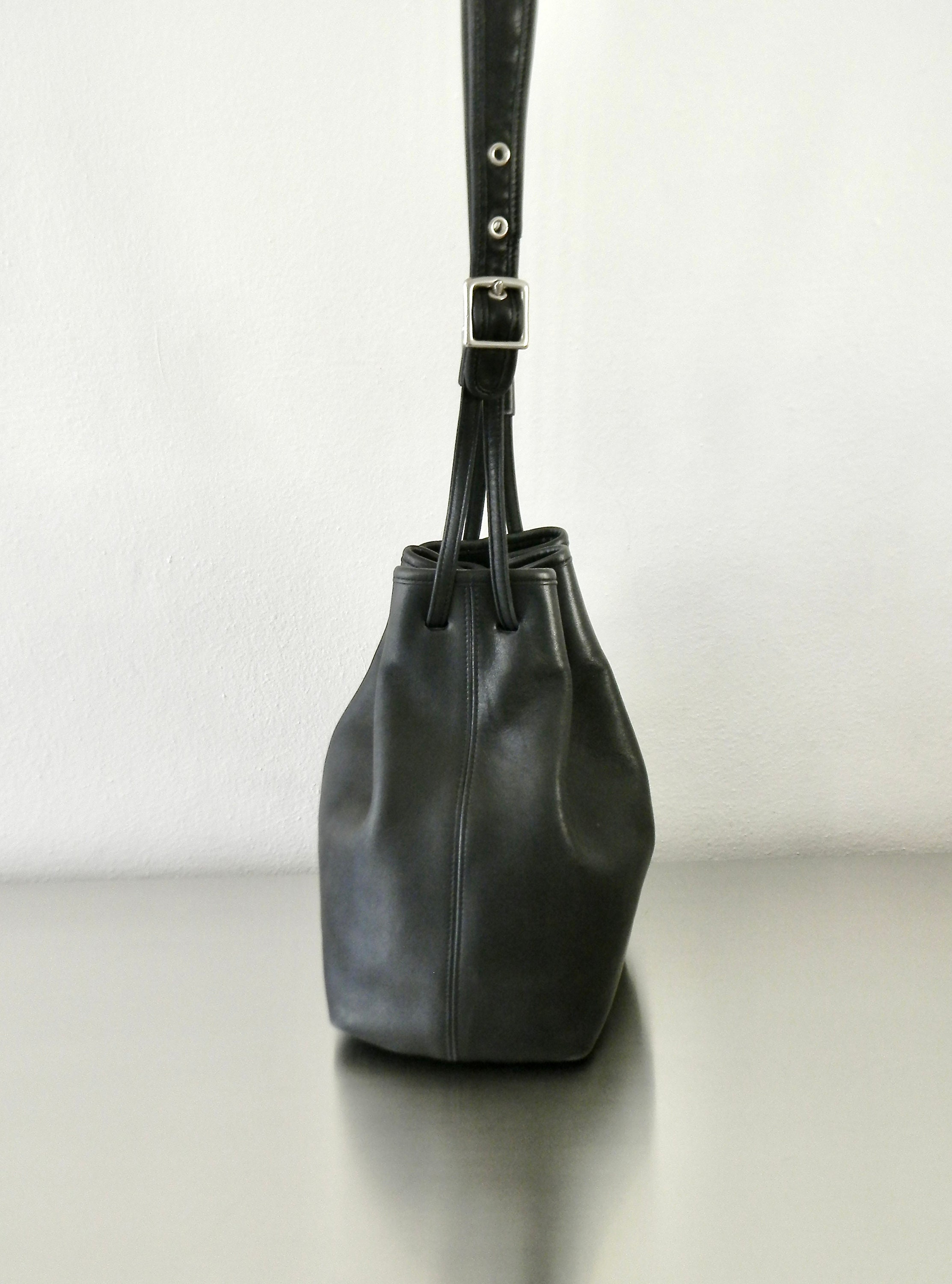 Vintage 90s Coach Black Leather Legacy Drawstring Bag Vintage 90s Coach Black Leather Legacy Drawstring Bag