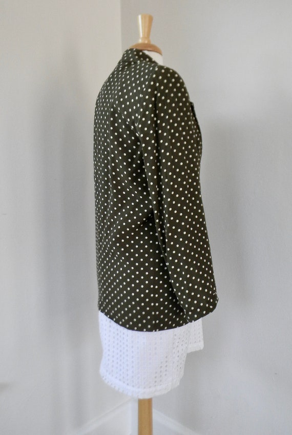 Vintage Ann Taylor Olive Green and Cream Polka Do… - image 6