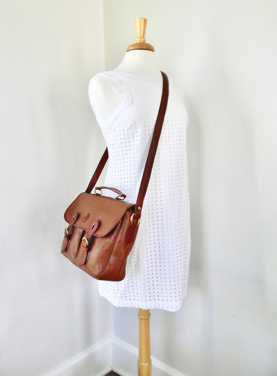 Vintage Pebbled Whiskey Leather Mark Cross Messenger Bag