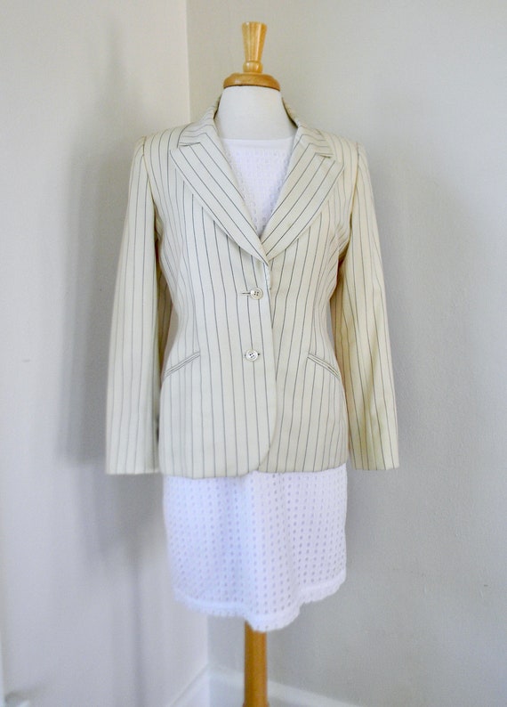 Cream pinstripe blazer discount