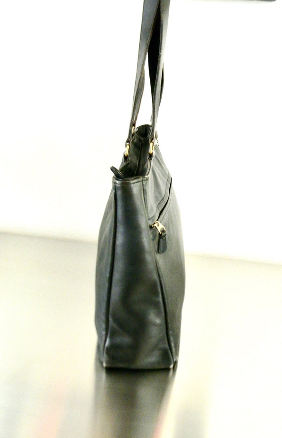 Vintage Black Leather XL Coach Park Tote, Refurbi… - image 8