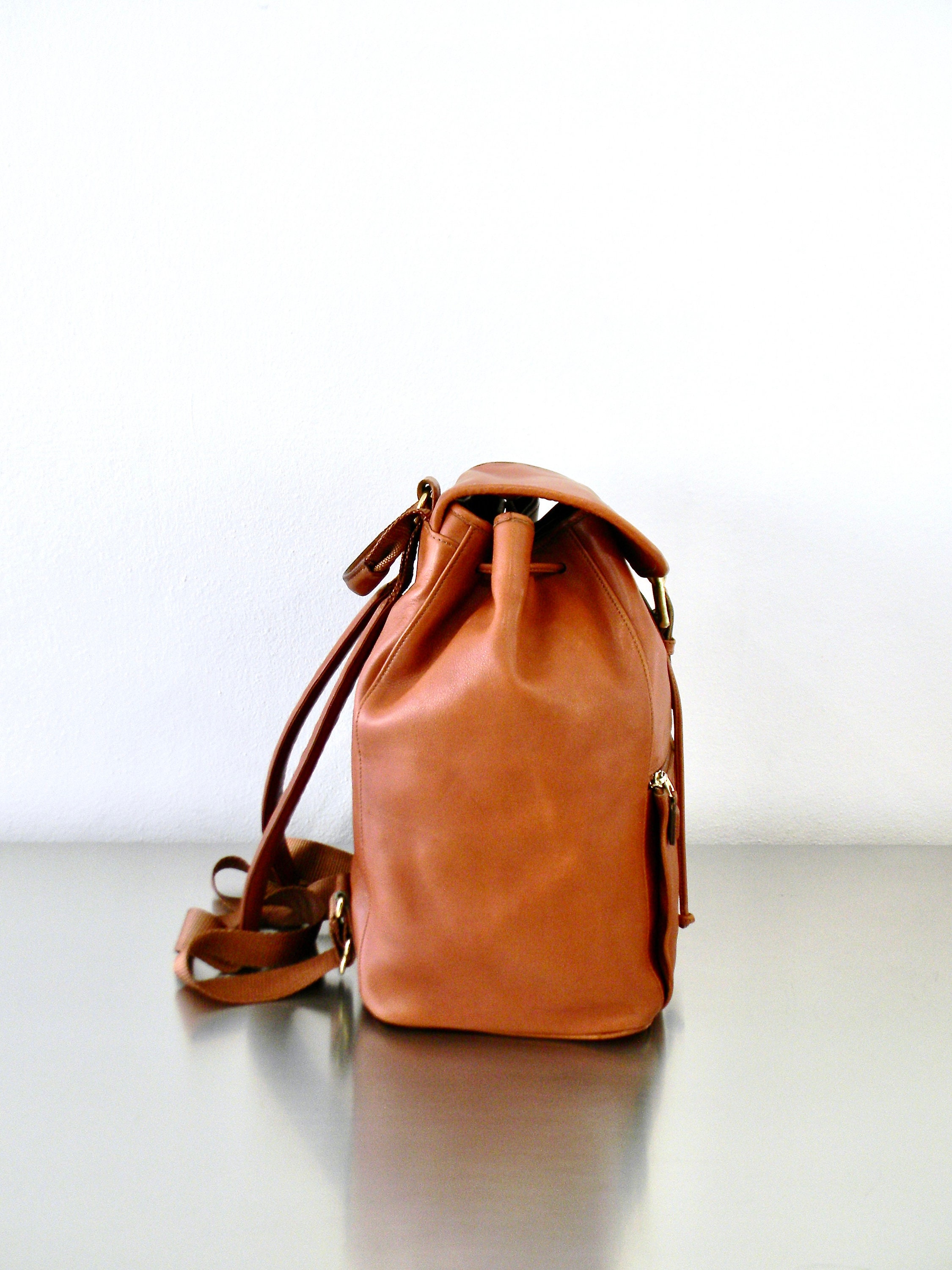 Vintage Coach British Tan Leather Backpack, XXL Unisex