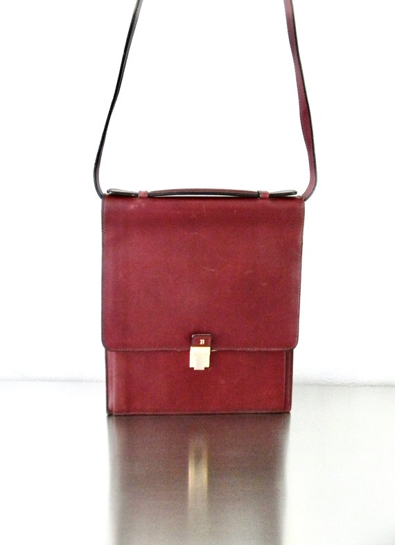 Vintage Oxblood Leather Bally Slim Convertible Ba… - image 2