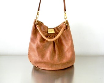 Vintage Marc by Marc Jacobs Whiskey Colored Leather Classic Q Hillier Hobo Large Refurbished Convertible Shoulder and Top Handle Bag