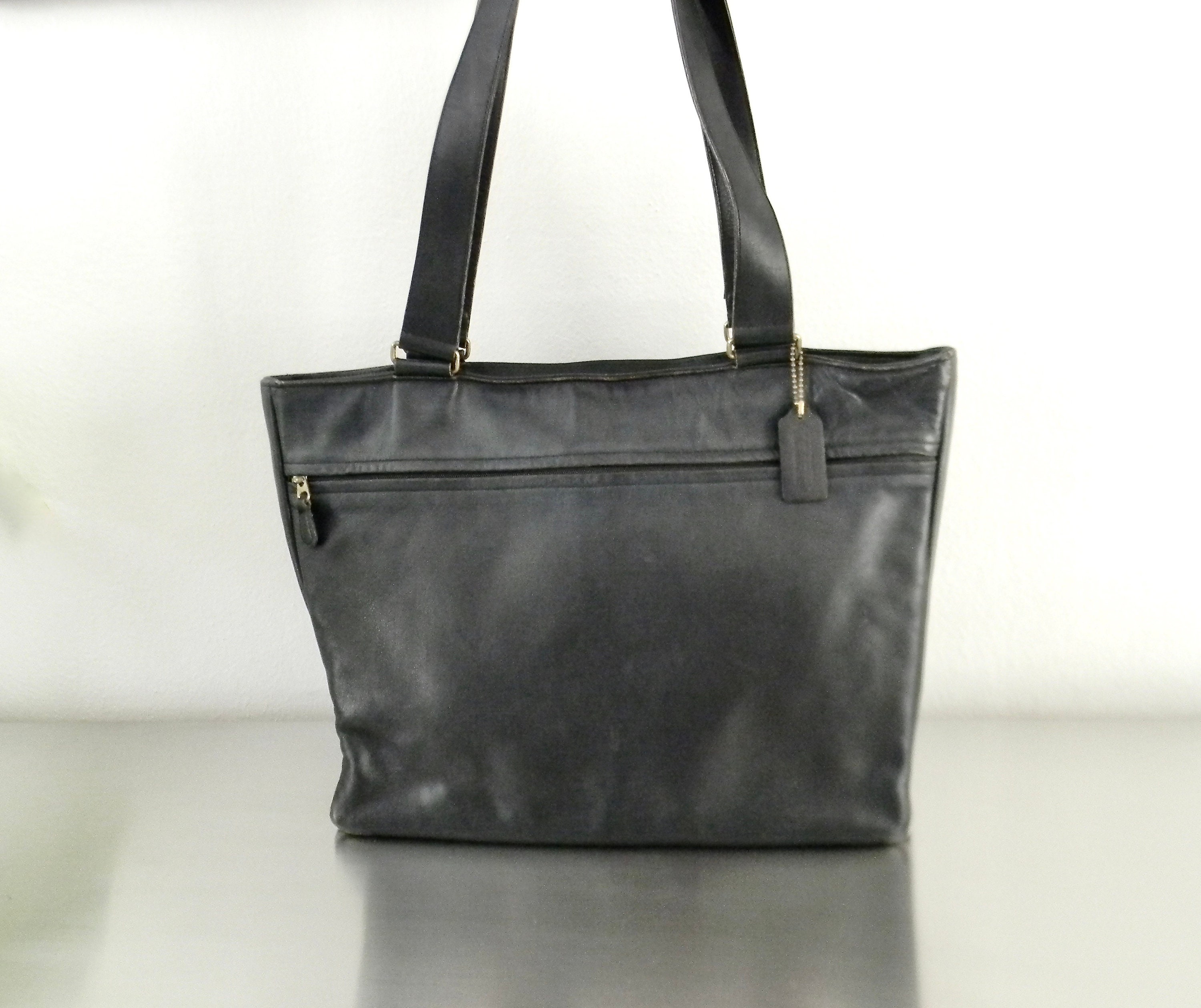 バッグ OLD COACH Large tote bag BLACK Vintage Black Leather XL Coach Park Tote, Refurbished Black