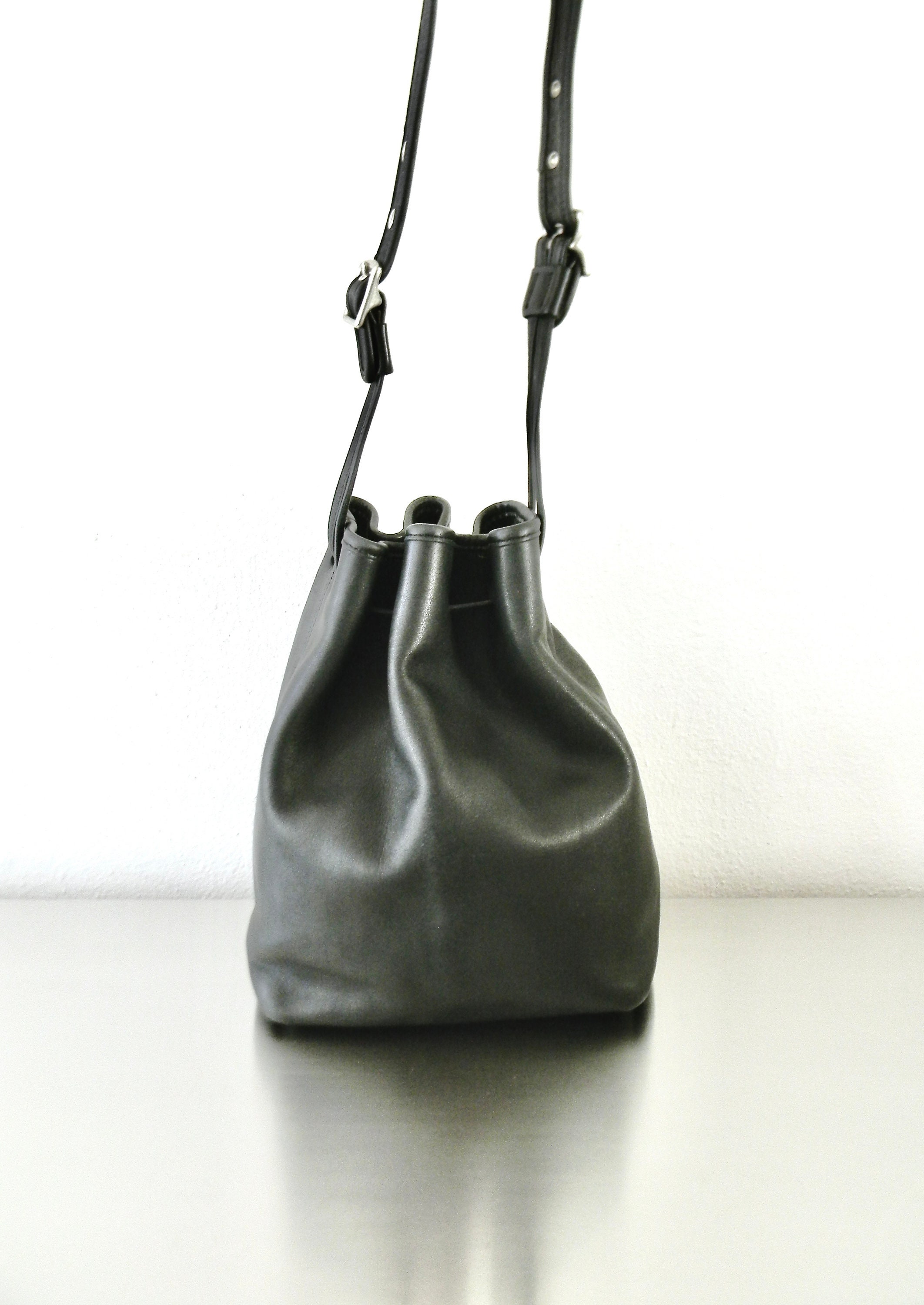 Vintage 90s Coach Black Leather Legacy Drawstring Bag Vintage 90s Coach Black Leather Legacy Drawstring Bag