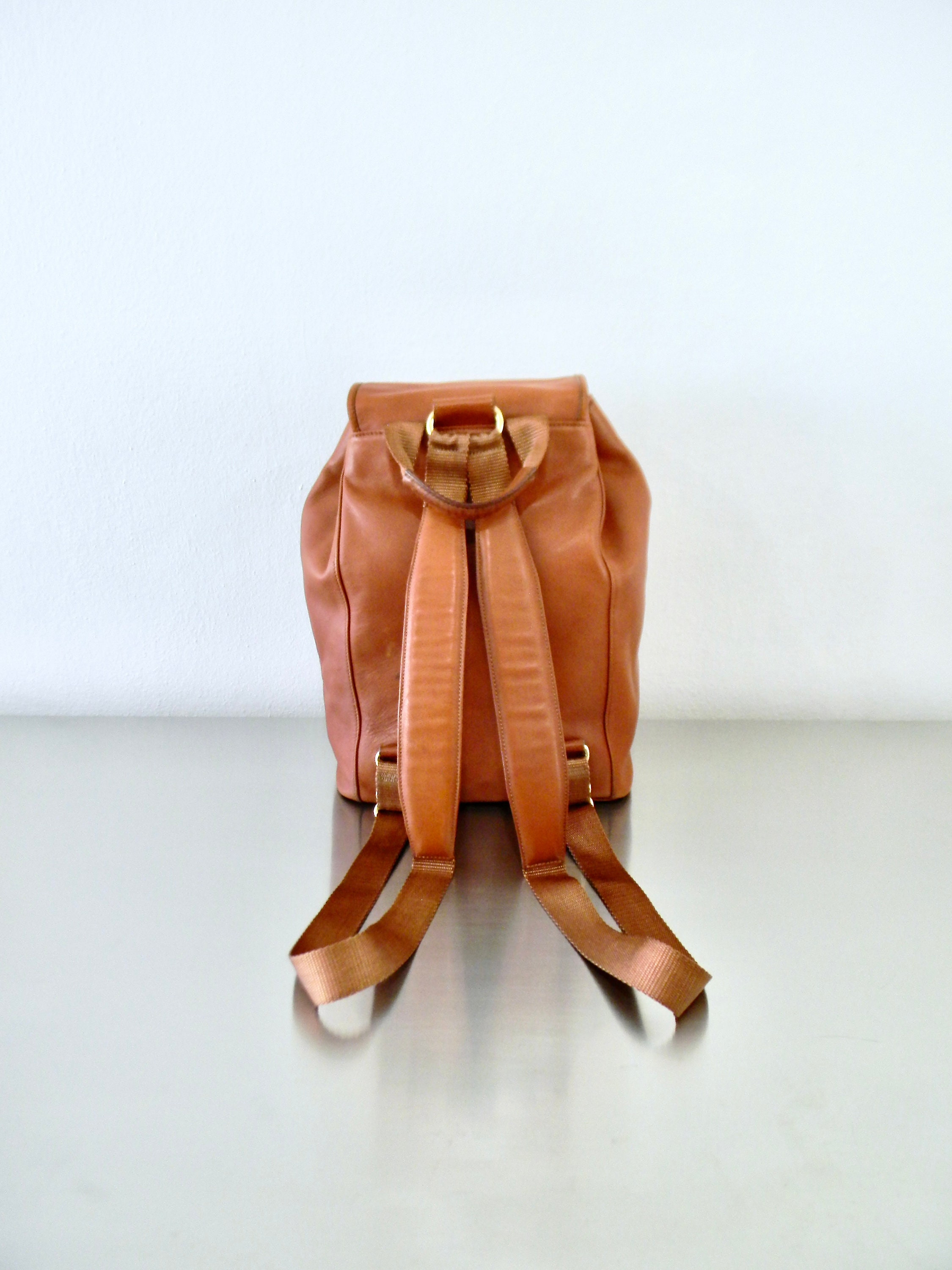 Vintage Coach British Tan Leather Backpack, XXL Unisex