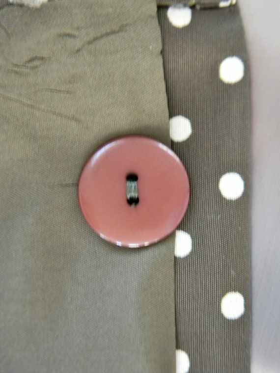 Vintage Ann Taylor Olive Green and Cream Polka Do… - image 10