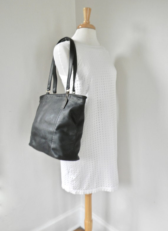 Coach black leather tote bag sale