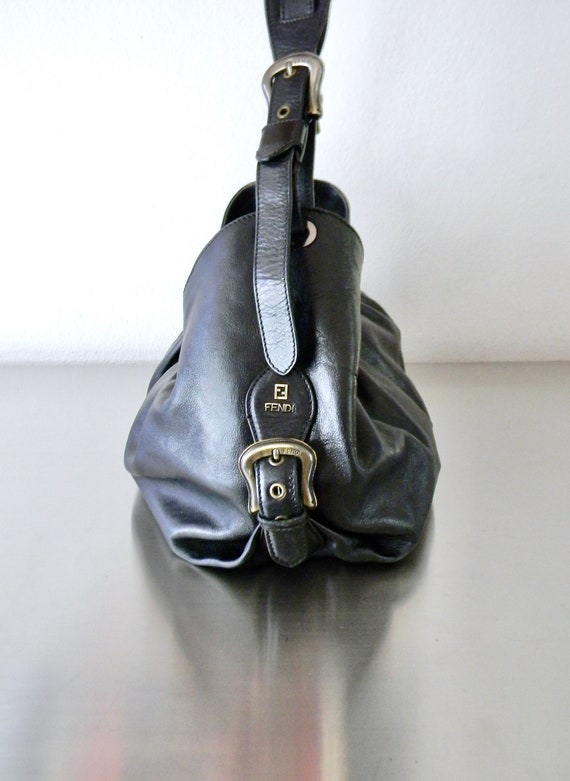 Vintage Black Leather Fendi Doctors Bag, Refurbis… - image 8